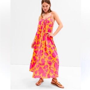 GAP Pink and Orange Floral Maxi Dress